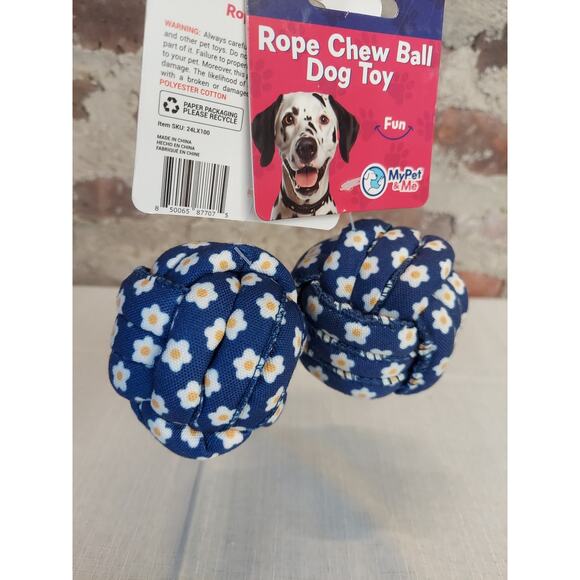 Other - MyPet & Me Rope Chew Ball Dog Toy Blue Daisy Floral Pattern Lot 2